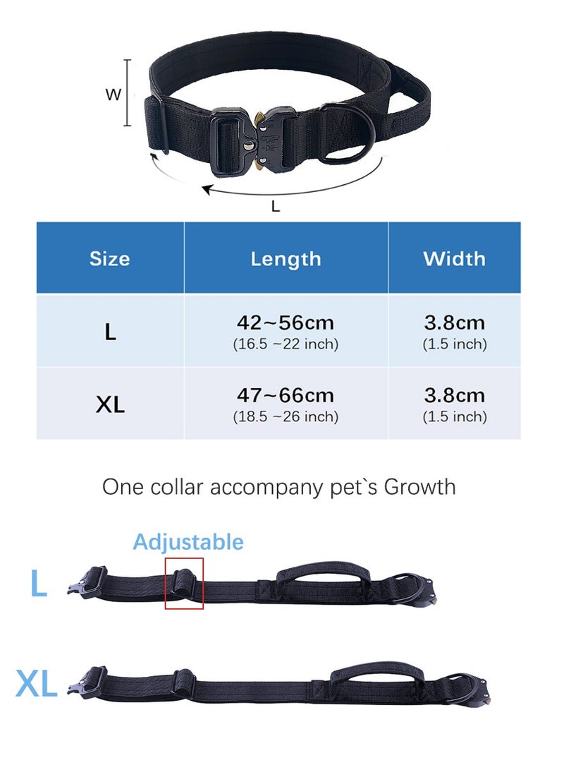 طوق كلب تكتيكي مسامي، قابل للتعديل، مبطن بنعومة وقوي المتانة، عرض 3.8 سم، أسود - Image 5