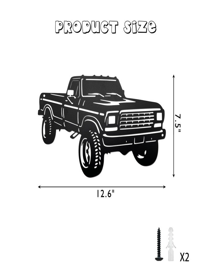 Ecqizer Vintage Metal Garage Signs Truck Sign Cutout Decor for Men Cave, Vintage Truck and Old Truck Decor Theme, Car Enthusiasts Gifts, 12.6 * 7.5 inch - Image 2