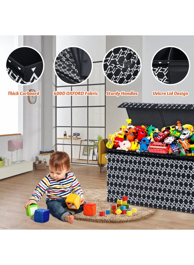 ANNKIE Large Toy Box, Toy Box for Boys, Toy Chest Storage, Collapsible Sturdy Kids Storage Bins with Lid & Handles, Extra Large Toy Box Chest Storage Organizer for Nursery,Playroom,Closet, 40.6"x14"x16.5"  - Image 4