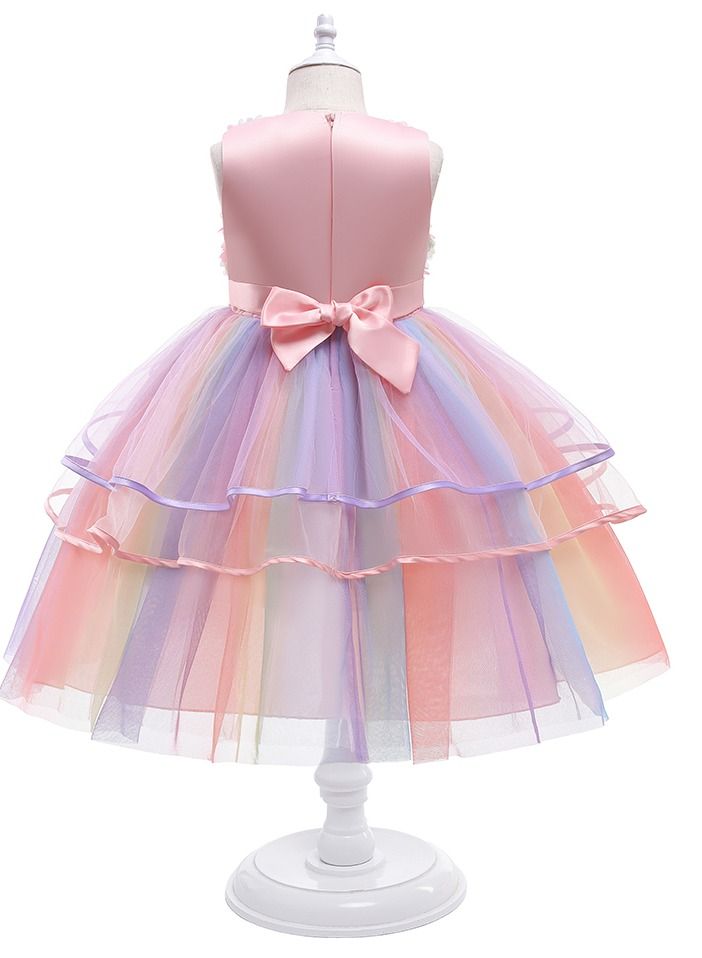 Loquat New European and American flower gauze girl princess skirt pompous skirt performance dress  - Image 2