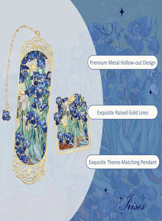 emmoolife Luxury Metal Bookmark & Book Clip Gift Set, Oil Painting Themed Irises, 1 Bookmark with Pendant + 1 Book Clip, Elegant Christmas New Year Gift Box for Women Book Lovers Writers Readers Teenage - Image 5