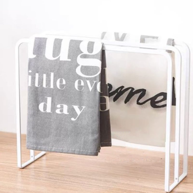 White Iron Dishcloth Drying Rack Towel Holder Stand For Kitchen Countertop Bathroom - Image 3