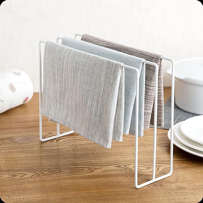 White Iron Dishcloth Drying Rack Towel Holder Stand For Kitchen Countertop Bathroom - Image 1