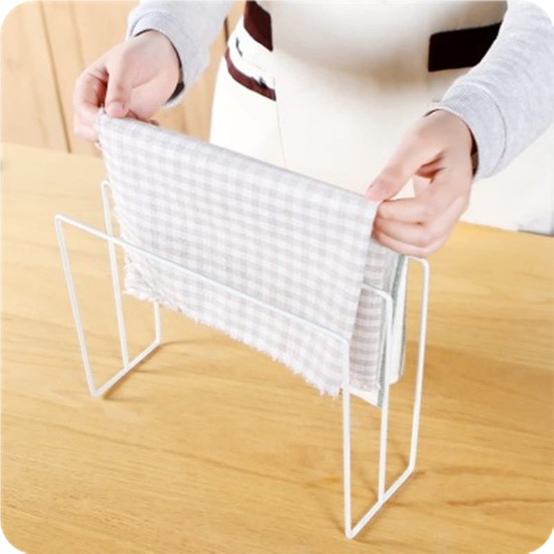 White Iron Dishcloth Drying Rack Towel Holder Stand For Kitchen Countertop Bathroom - Image 4