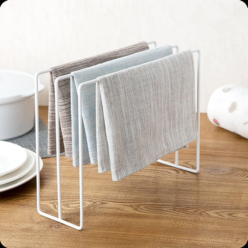 White Iron Dishcloth Drying Rack Towel Holder Stand For Kitchen Countertop Bathroom - Image 5