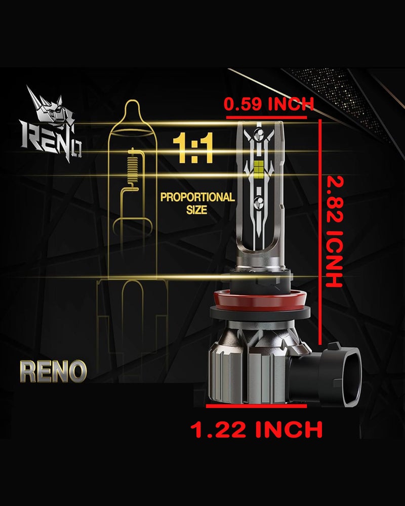 RENO H11 Bulb, H11 Fog Lights 6500K White Fanless In Line H9 H8 Fog Bulbs Plug and Play, Pack of 2 - Image 2