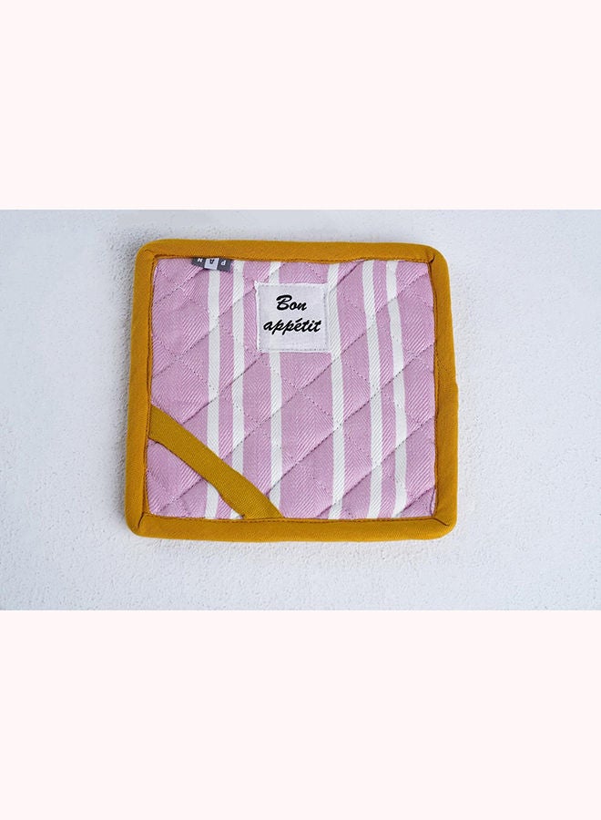 Pan Home حامل أواني بون أبيتيه S/2 باللون الوردي والأصفر 20x20 سم - Image 1