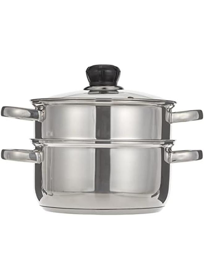 ويلسون طقم قدر بخاري من الستانلس ستيل مكون من طبقتين مقاس 20 سم Jy 174 20 فضي - Image 2