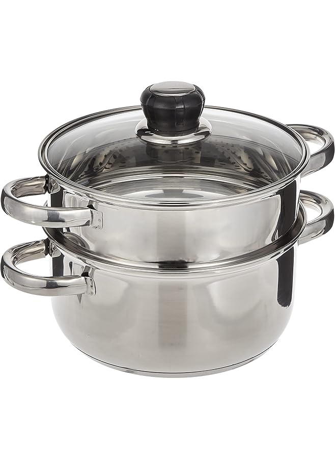 ويلسون طقم قدر بخاري من الستانلس ستيل مكون من طبقتين مقاس 20 سم Jy 174 20 فضي - Image 1