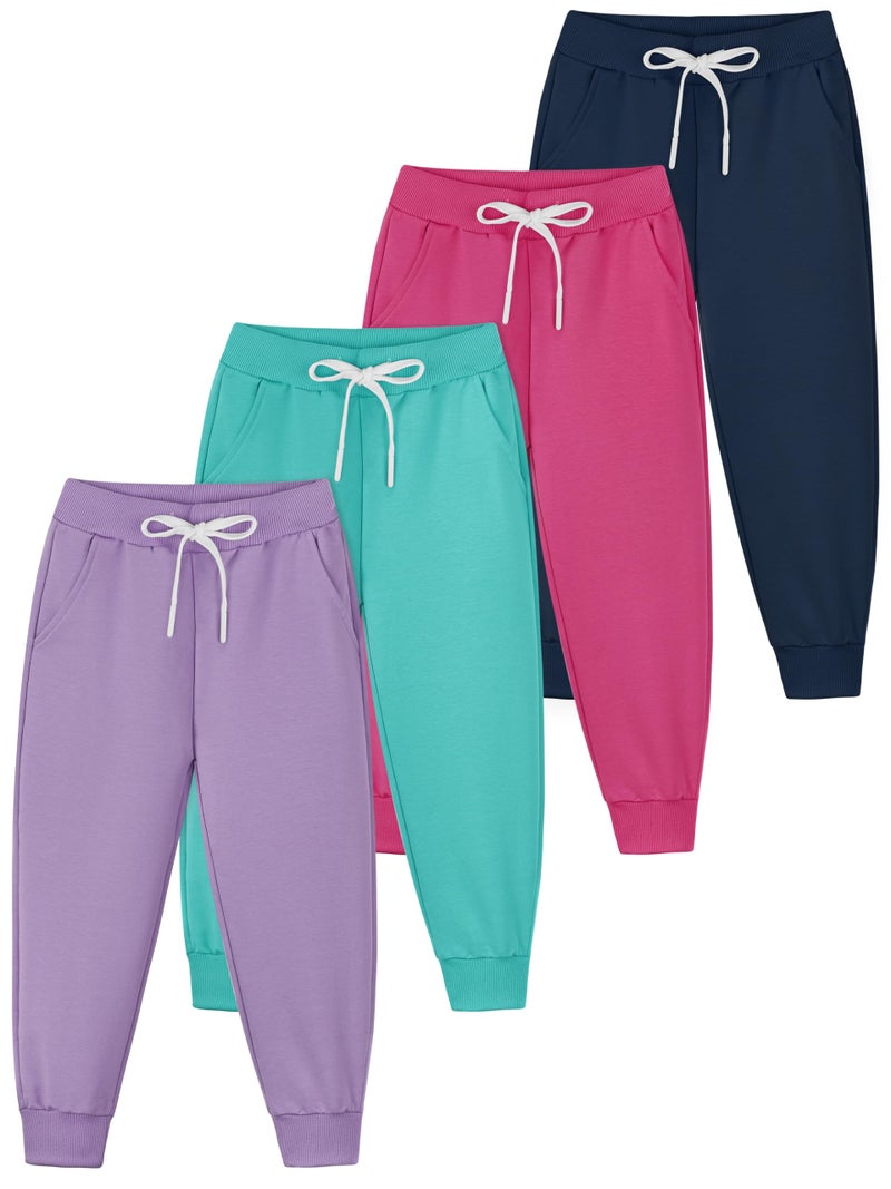 Resinta 4 Pack Girls' and Toddler Sweatpants Kids Active Jogger Pants Girls Casual Pull On Pants with Drawstring Pockets - Image 1