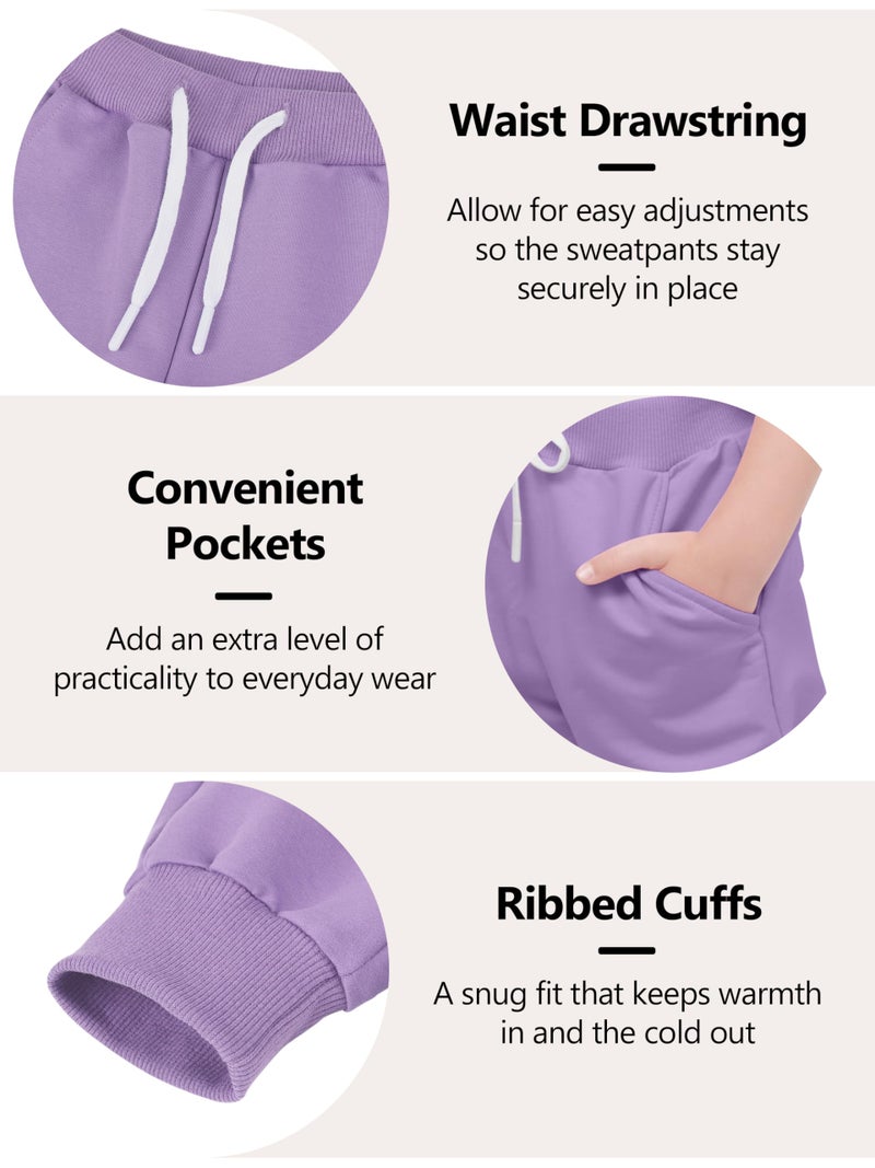 Resinta 4 Pack Girls' and Toddler Sweatpants Kids Active Jogger Pants Girls Casual Pull On Pants with Drawstring Pockets - Image 4