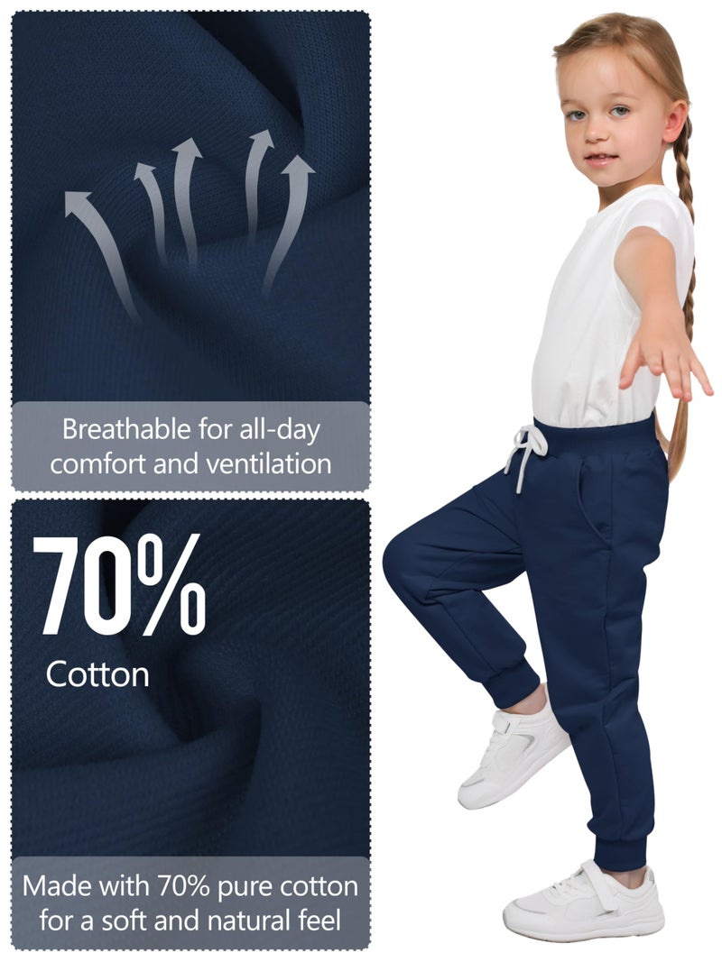 Resinta 4 Pack Girls' and Toddler Sweatpants Kids Active Jogger Pants Girls Casual Pull On Pants with Drawstring Pockets - Image 5