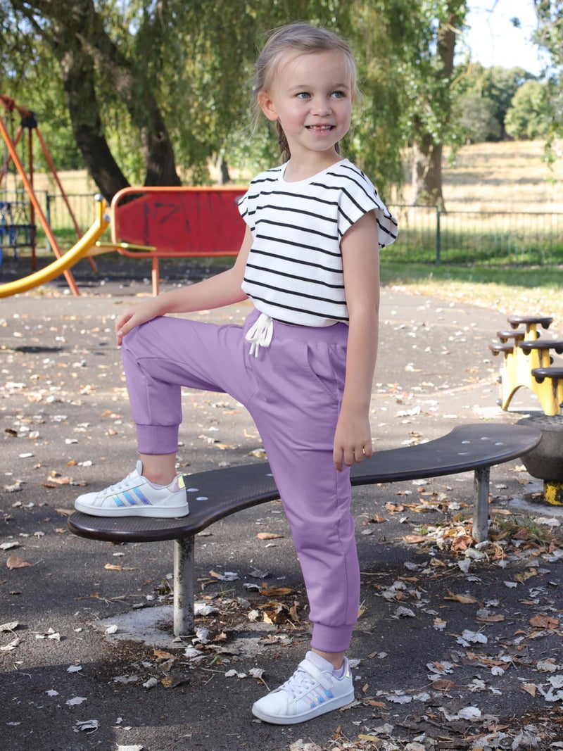Resinta 4 Pack Girls' and Toddler Sweatpants Kids Active Jogger Pants Girls Casual Pull On Pants with Drawstring Pockets - Image 3