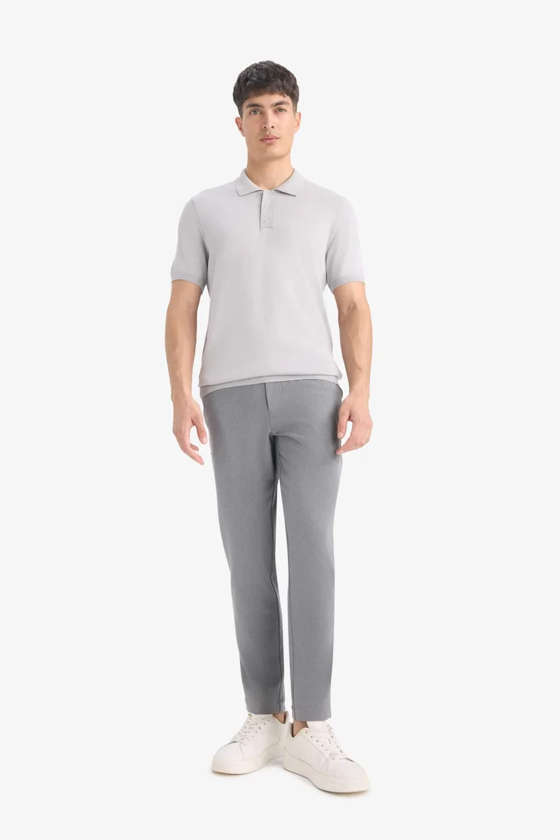 ديفاكتو Standard Fit Polo Collar Knitwear Short Sleeve Polo T-Shirt