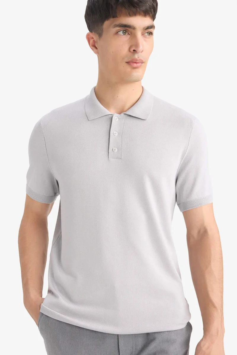 ديفاكتو Standard Fit Polo Collar Knitwear Short Sleeve Polo T-Shirt