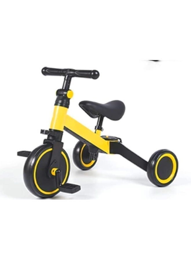 3 in 1 Kids Balance Bike Kids Tricycles | Adjustable Toddler Bike with Pedals | Indoor Outdoor Baby Ride-On Cycle Black & Yellow - Image 1