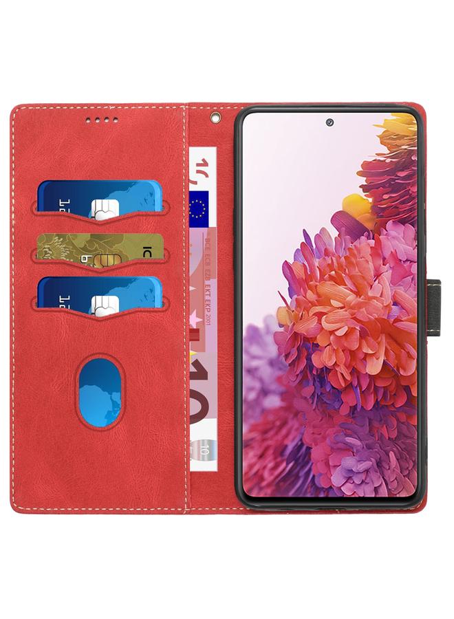 اس-توب جراب لهاتف Samsung Galaxy S20 FE مصنوع من الجلد بخياطة شبكية مع حبل - Image 4