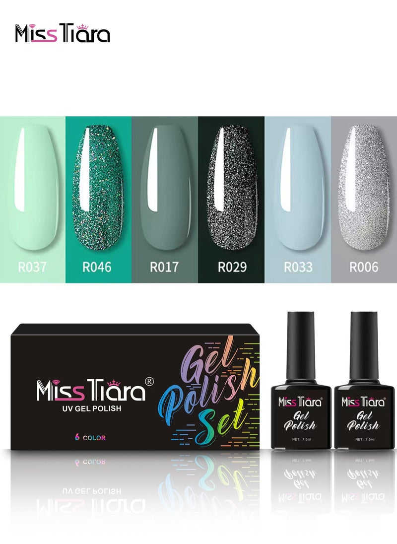 MissTiara Gel Nail Polish, Nail glue,6-Piece UV and LED Gel Nail Polish Set Multicolour Long Lasting Nail Gel Polish DIY nail art at home  - Image 1