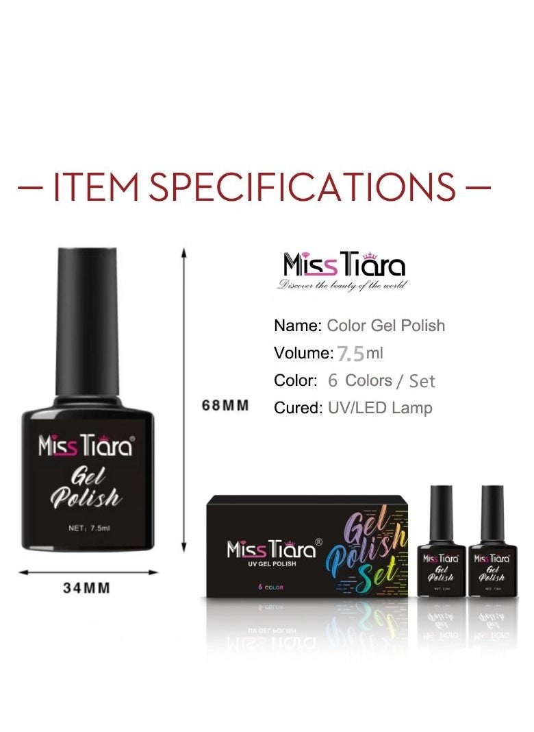 MissTiara Gel Nail Polish, Nail glue,6-Piece UV and LED Gel Nail Polish Set Multicolour Long Lasting Nail Gel Polish DIY nail art at home  - Image 3