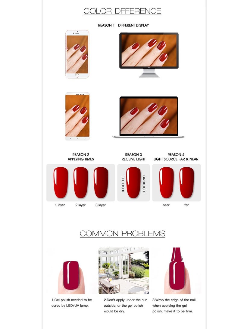 Gel Nail Polish, Nail glue,6-Piece UV and LED Gel Nail Polish Set Multicolour Long Lasting Nail Gel Polish DIY nail art at home