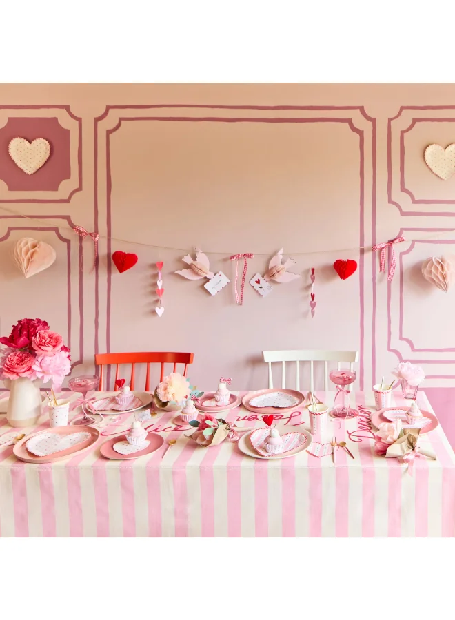 Meri Meri  Vintage Rose Heart Napkins - Pack of 16, 3-Ply Paper Napkins with Pink & Red Floral Heart Designs and Ric Rac Borders, Romantic Party Tableware for Valentine's & Celebrations  | Best Price UAE