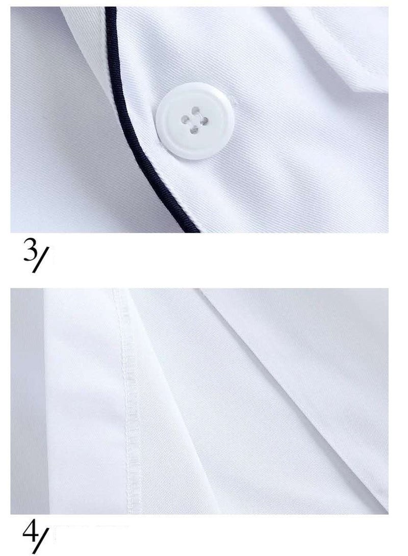 ميدنست معطف أبيض للمختبر بأكمام طويلة ملابس عمل للطبيب معطف ممرضة قابل للتمدد - Image 4