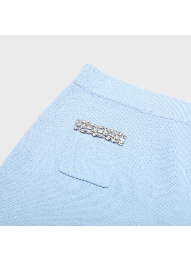 Zara elegant And Noble A-line Knitted Skirt With Exquisite Diamond Accents - Image 4