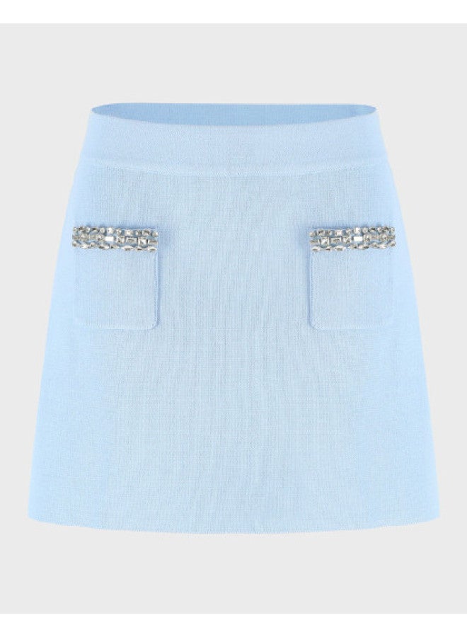 Zara elegant And Noble A-line Knitted Skirt With Exquisite Diamond Accents - Image 1