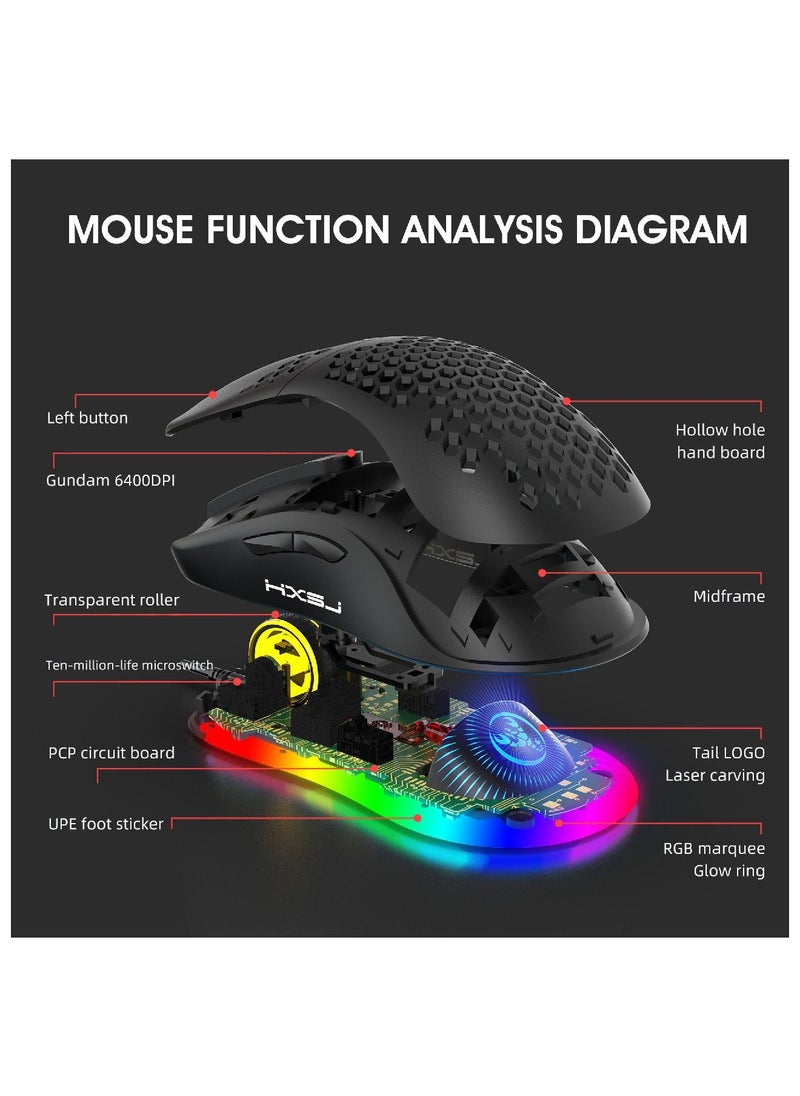 HXSJ - X600 Adjustable Dpi Supports Programming Honeycomb Light Wired Gaming Mouse - Image 1