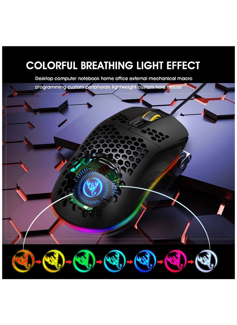HXSJ - X600 Adjustable Dpi Supports Programming Honeycomb Light Wired Gaming Mouse - Image 1