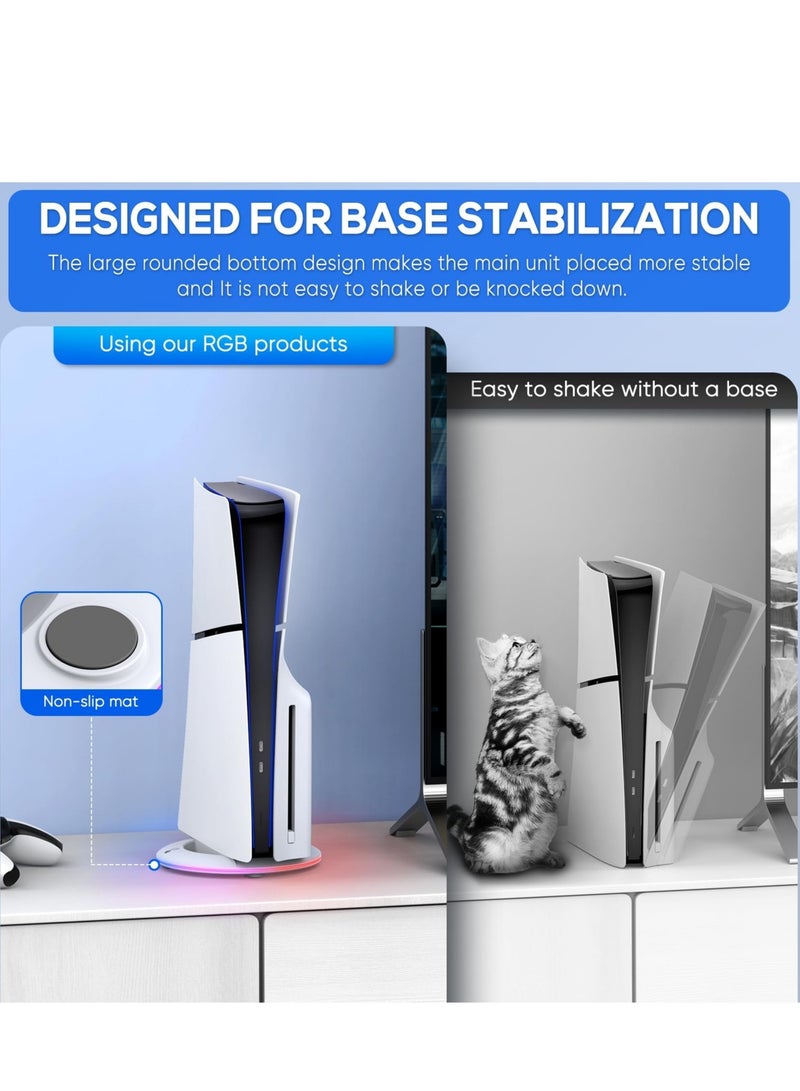 SYOSI RGB LED Base for PS5 Vertical Stand Vertical Stand with RGB Light for PS5 Slim Station with RGB Color Modes 14 Lighting Modes Compatible with Playstation 5 Slim Disc Digital Edition  - Image 5