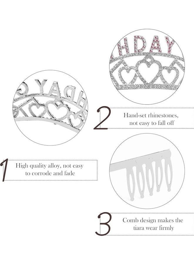 Birthday Girl Sash And Rhinestone Tiara Kit, Birthday Decorations for Girl Birthday Tiara - Image 2