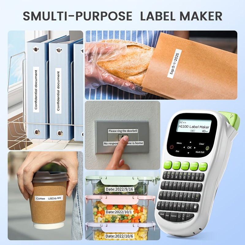 Phomemo H1100 Portable Handheld Label Maker Dark Green Color Inkless Label Printer Suitable for Home Office PC Free Operation Multi Font Thermal Printer Home Office Organization Laminated Labeling System - Image 5