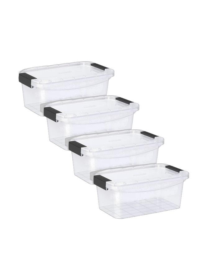 Cosmoplast صندوق تخزين بلاستيكي شفاف سعة 5 لتر مع غطاء قابل للقفل (عبوة من 4) - Image 1