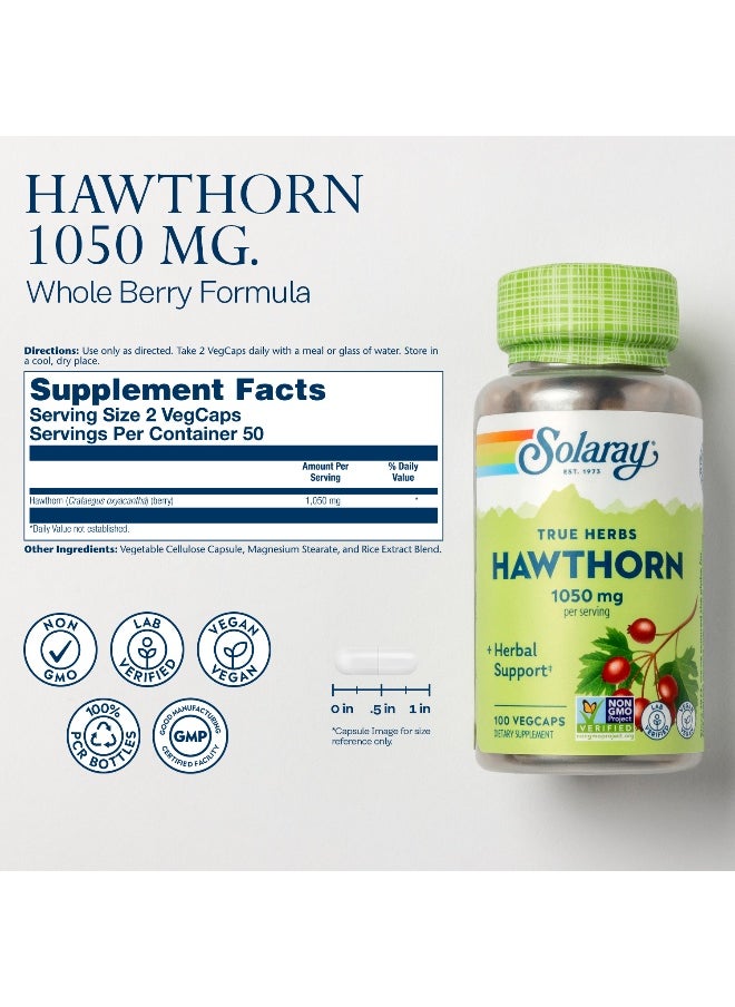 Solaray Hawthorn Berry 1050Mg Cardiovascular And Heart Health Support 100 Vcaps  - Image 2