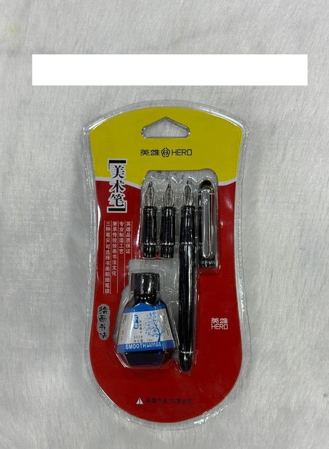 53 Arts 3 Nibs and Ink Bottle Set Smooth Writing Calligraphy Pen Set pack of 1
