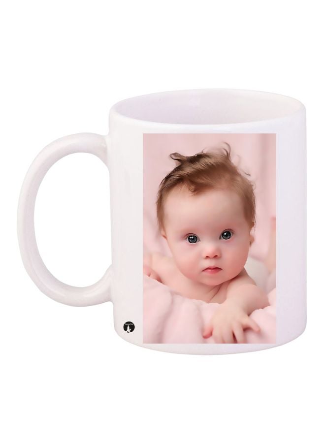 RYN Baby Girl Printed Coffee Mug White/Pink/Brown 11ounce