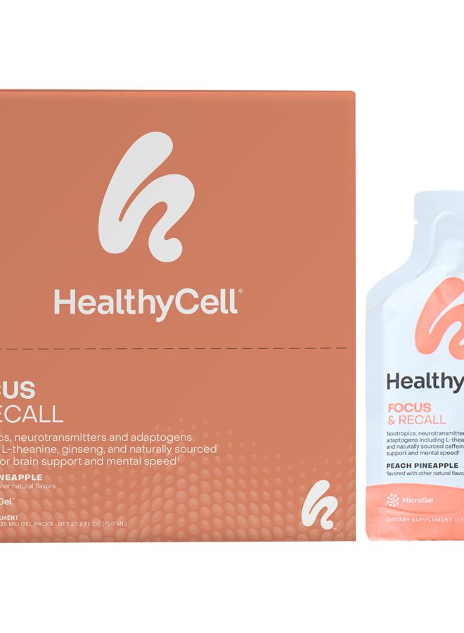 Focus & Recall Peach Pineapple 30 Gel Packs 0.84 fl oz (25 ml) Each