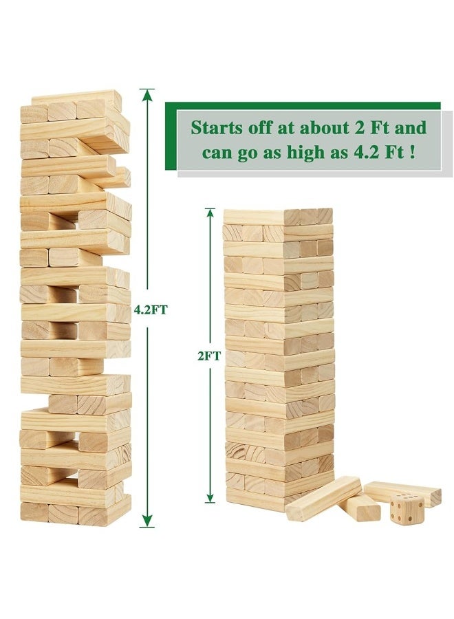 Olsa Giant Tumble Tower, 57PCS Wooden Block Stacking Yard Games with Carrying Bag, Classic Indoor & Outdoor Games for Kids Adults Family (Over 4.2 Ft) - Image 5