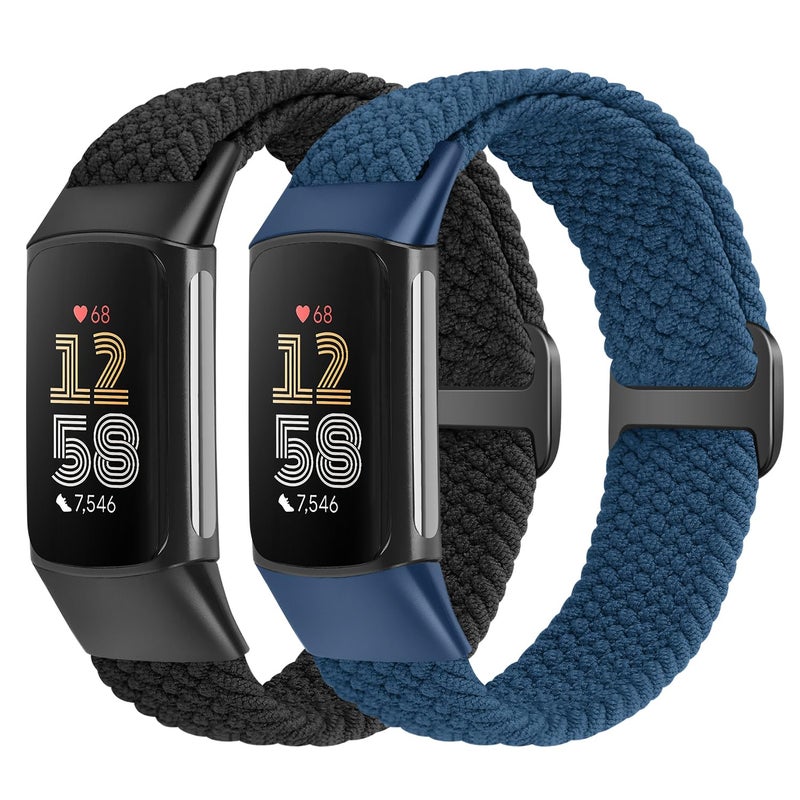 VNDAPT Elastic Braided Bands Compatible with Fitbit Charge 5/Fitbit Charge 6 for Women Men, Breathable Adjustable Stretchy Nylon Loop Sport Replacement Wristbands for Fitbit Charge 6 Charge 5 Straps - Image 1