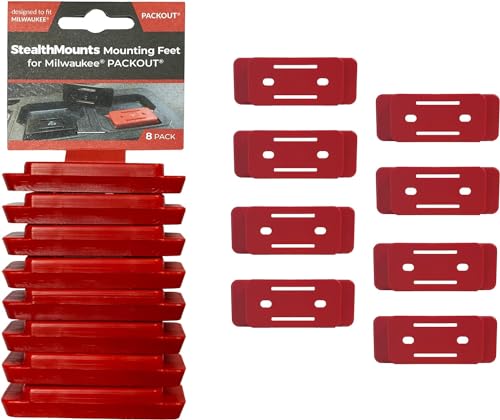 StealthMounts Mounting Feet for Milwaukee Packout (8 Pack) - Red | Adapter for Packout System | Mounting Feet for Packout | Made in UK - Image 1