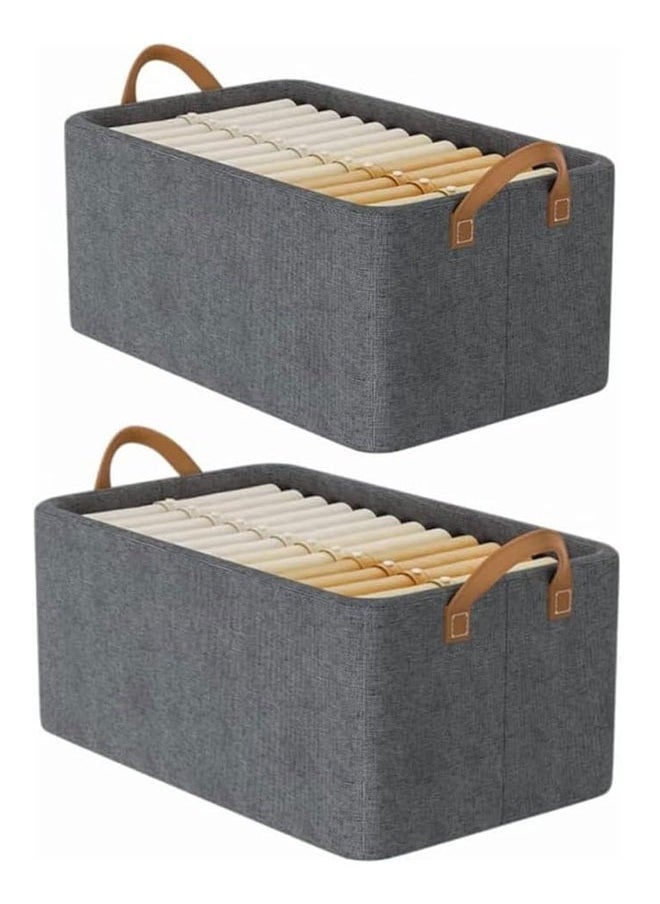 BOUND MOAT 2pcs Wardrobe Clothes Organizer Foldable Visible Drawer Closet Organizers with Mesh Window and Handle Washable Drawer Box for Clothing, T-Shirt, Pants, Toys & Books (Grey or White)  - Image 1