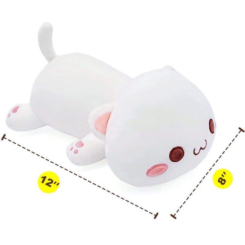 Onsoyours Cute Kitten Plush Toy Stuffed Animal Pet Kitty Soft Anime Cat Plush Pillow for Kids (White Cat, 12") - Image 3