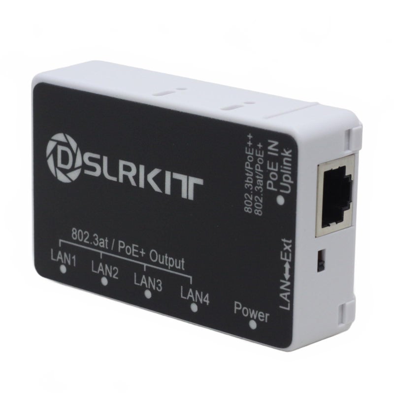 DSLRKIT PoE++ 90watt 5 Port Gigabit PoE Passthrough Switch Extender Repeater 802.3bt in 802.3AT Out - Image 1