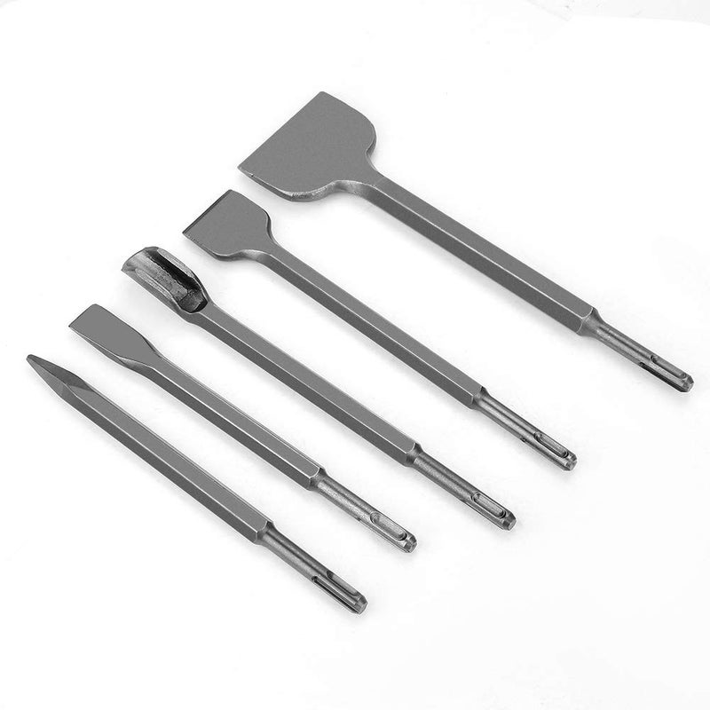 Ejoyous Ejoyous SDS Plus Chisel Set, Drill and Chisel Set, SDS Concrete Drill, Electric Hammer Drill for Hammer Drills with SDS-plus, Uses a Pointed Chisel, a Groove Chisel, 3 Flat Chisels  - Image 1