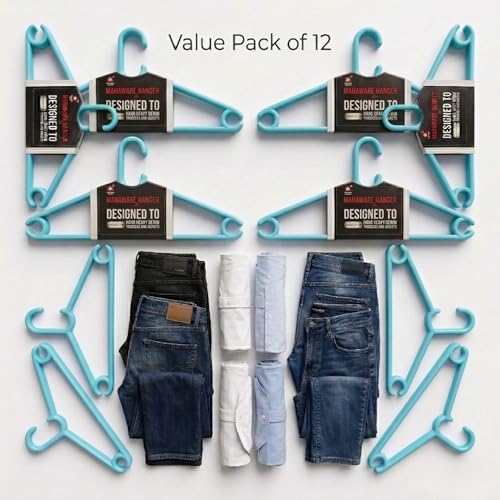 Mahaware Polypropylene Cloth Hanger Pack of 12 - Heavy Duty Plastic Hanger for Wardrobe, Space Saving Clothes Hanger for Closet, Anti-Slip Hanger Cloth Plastic, Mint Granite Green (12 Count) - Image 4