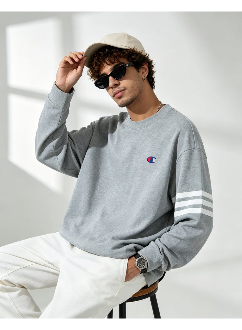 Champion Men's & Women's Casual Long Sleeve Crew Neck Sweatshirt, Loose Fit Daily Wear Top Heather Grey - Image 5