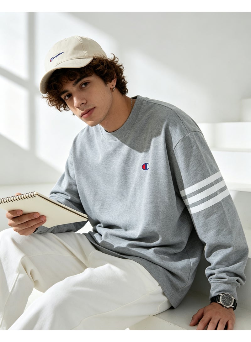 Champion Men's & Women's Casual Long Sleeve Crew Neck Sweatshirt, Loose Fit Daily Wear Top Heather Grey - Image 1