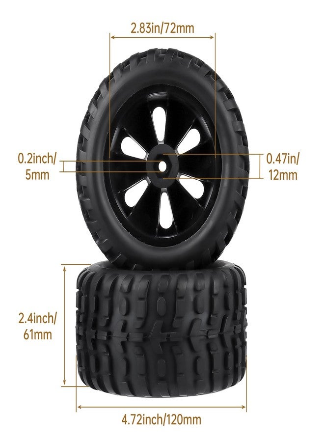 Hobbyfire PreGlued 12mm Hex 1/10 Scale RC Truck Tires and Wheels Compatible with Traxxas Rustler VXL Redcat Volcano Brushless 2s 3s Lipo - Image 2
