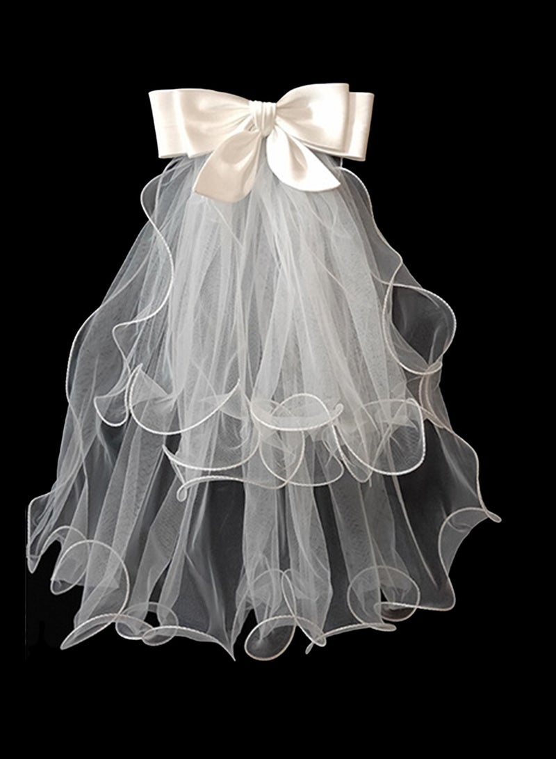 Bride Bow Veil Headband with Hair Clip Barrette for Wedding Engagement Bride to Be Bridal Shower Bachelorette - Image 3